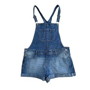 No Boundaries NOBO Denim‎ Overalls Relaxed Fit Jean Shortalls Cuffed L/G (11-13)